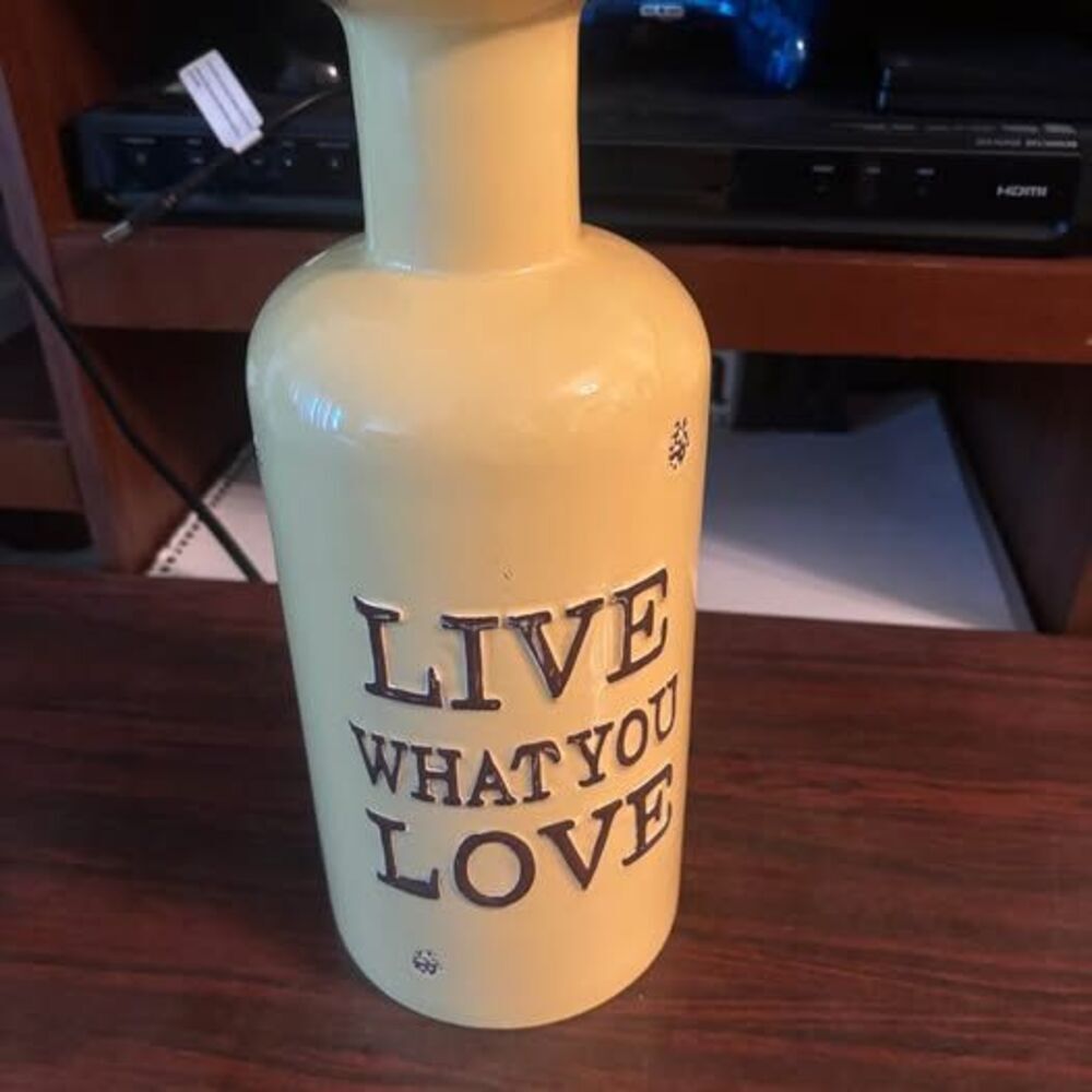 Yellow Ceramic 'Live What You Love' Decorative Vase